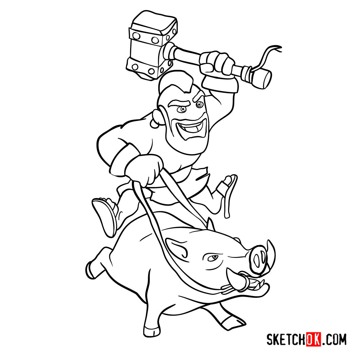 How to draw Hog Rider from Clash of Clans - step 15