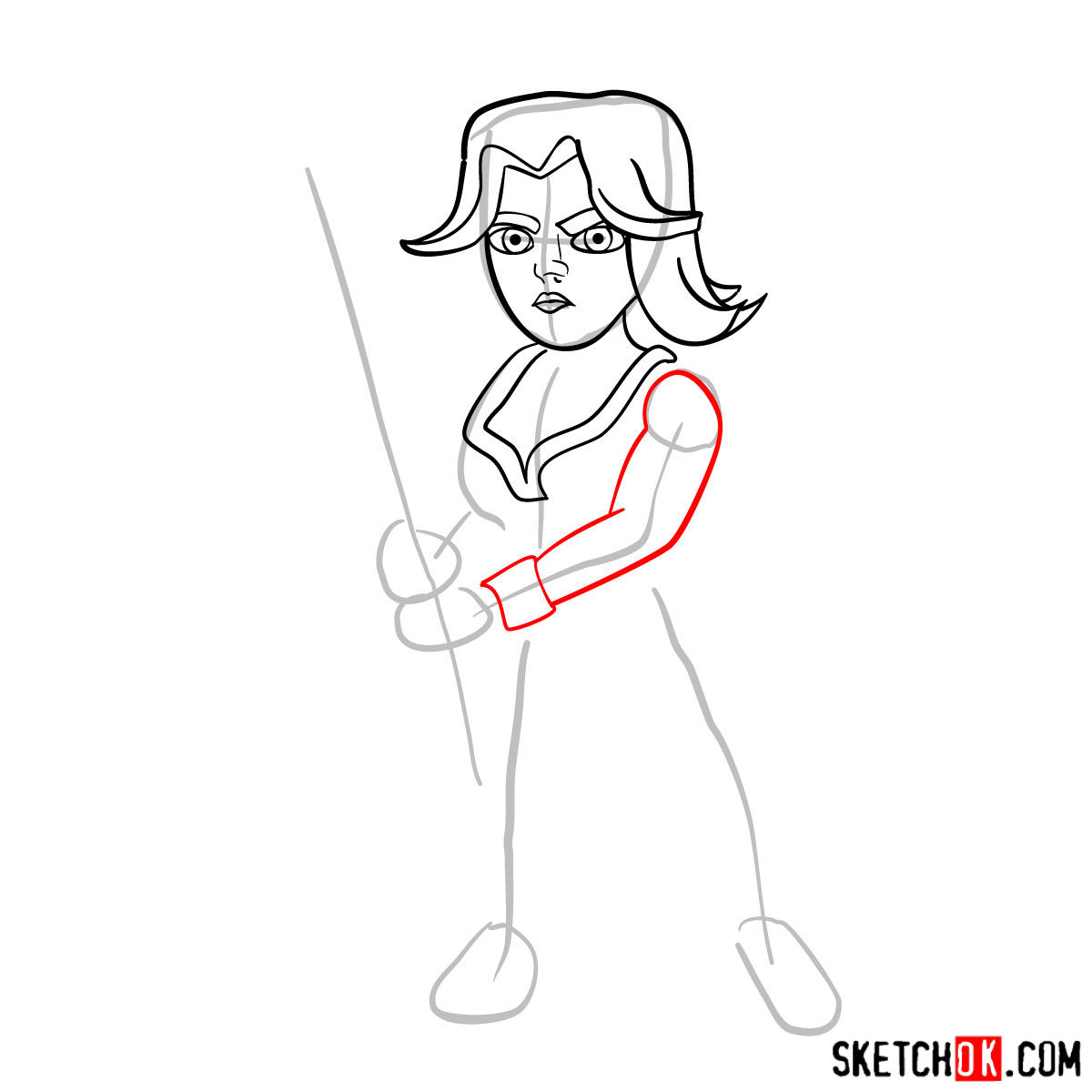 How to draw Valkyrie from Clash of Clans - step 05