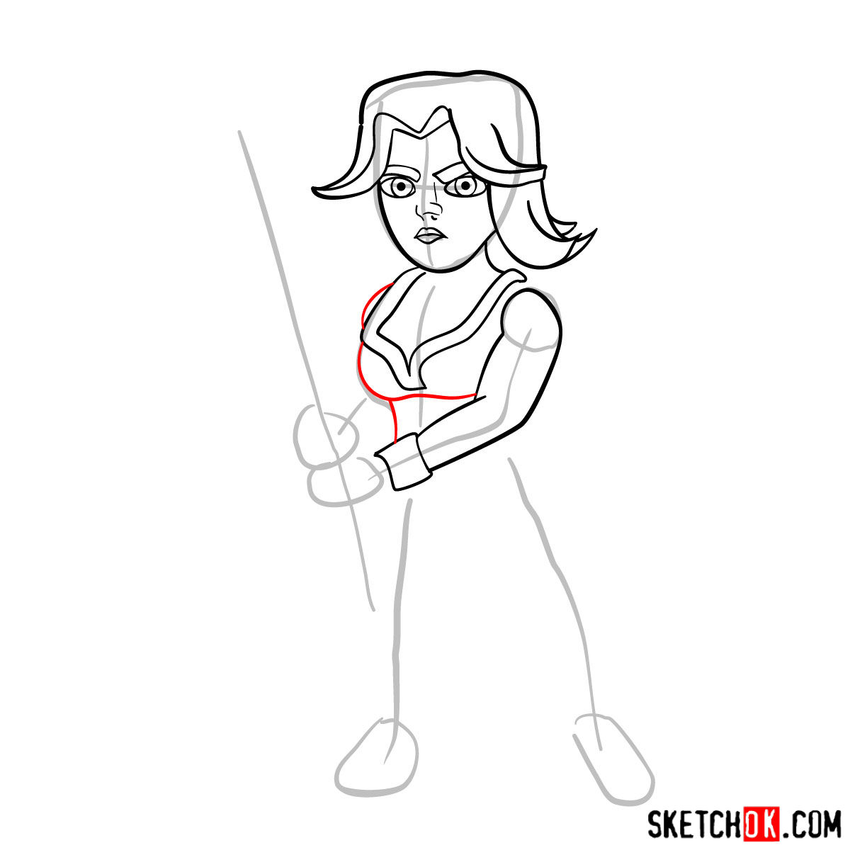 How to draw Valkyrie from Clash of Clans -  step 06