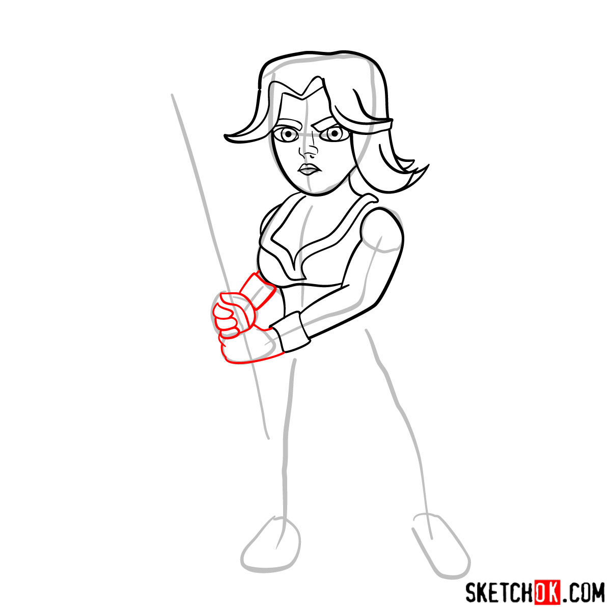 How to draw Valkyrie from Clash of Clans - step 07