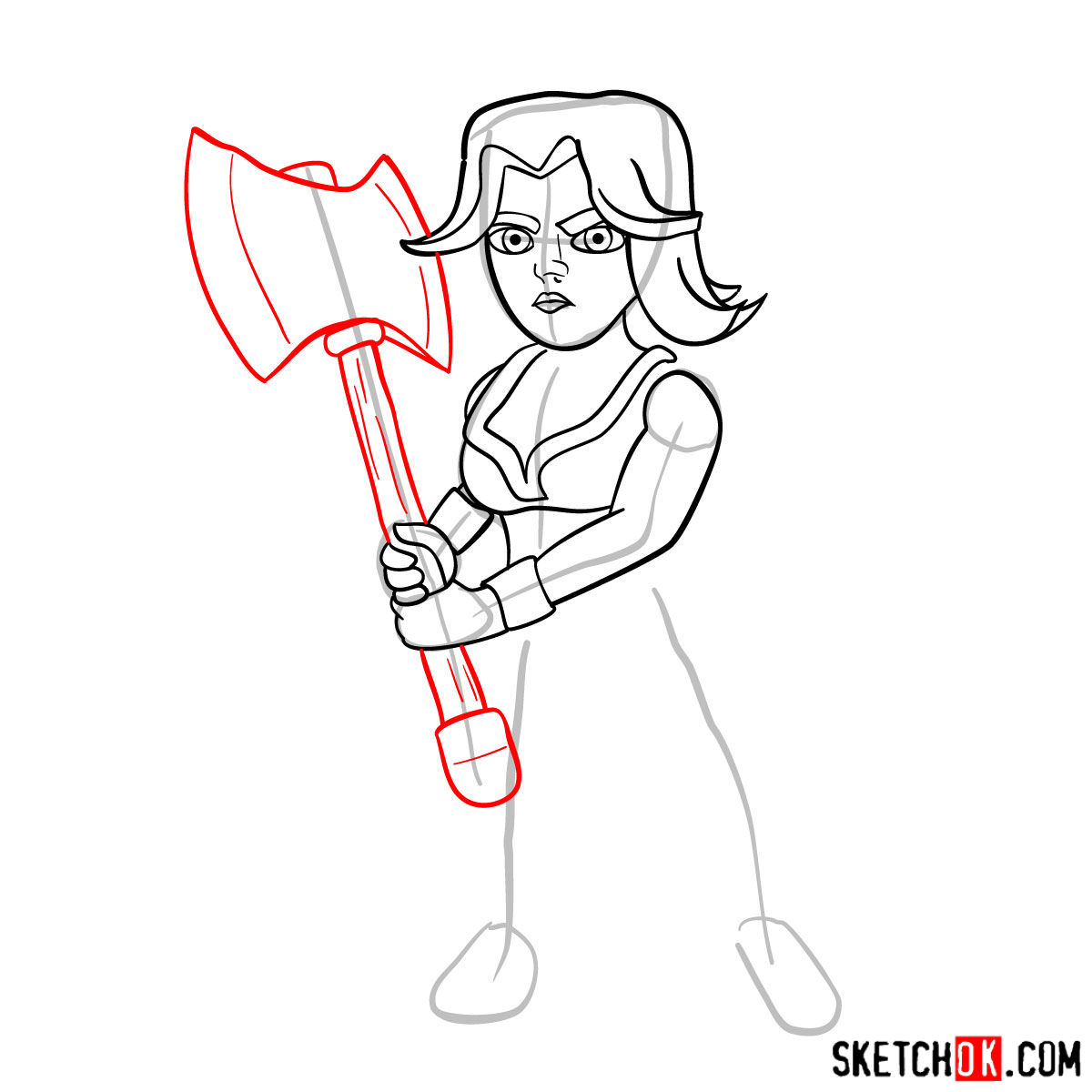 How to draw Valkyrie from Clash of Clans - step 08