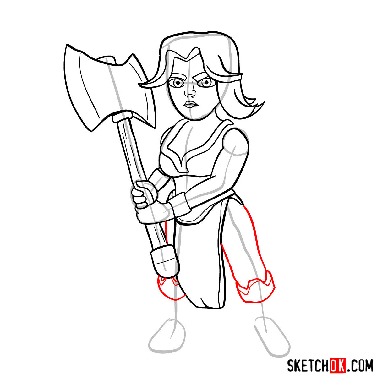 How to draw Valkyrie from Clash of Clans - step 10