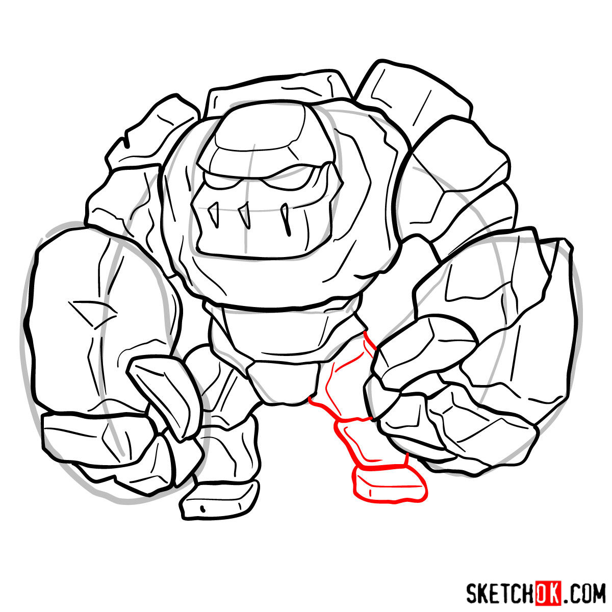 How to draw Golem (Golemite) from Clash of Clans - step 10