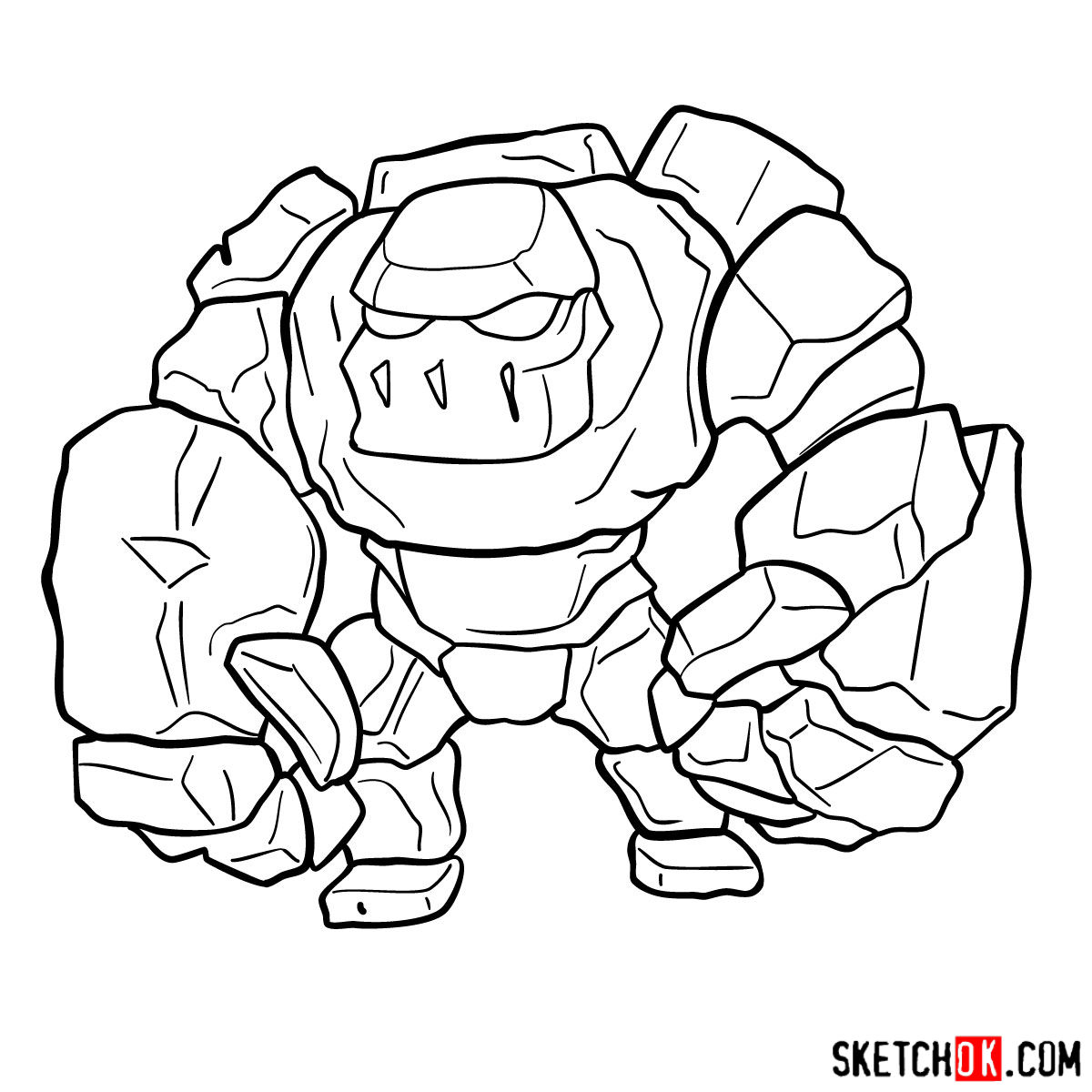 How to draw Golem (Golemite) from Clash of Clans - step 11