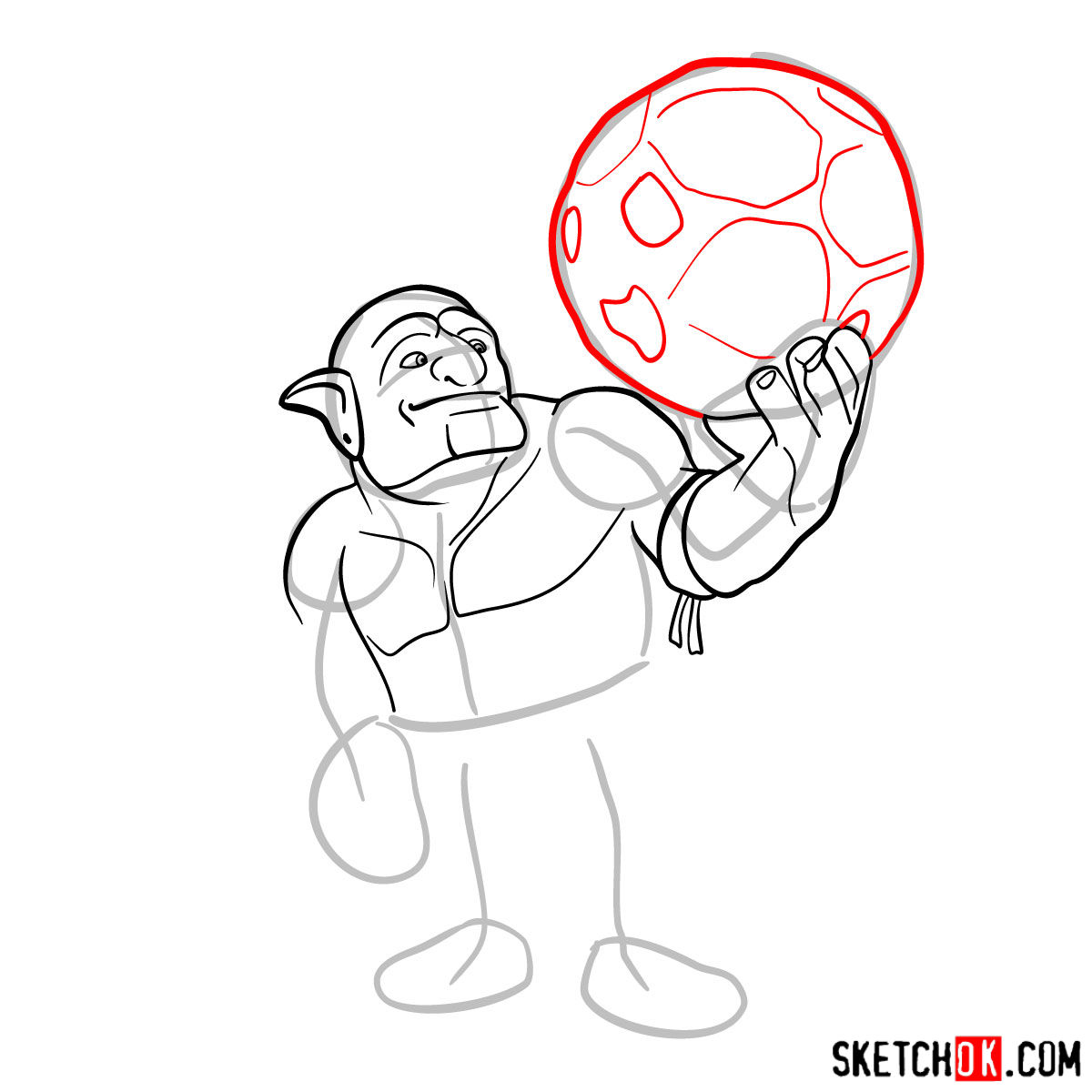 How to draw Bowler from Clash of Clans - step 05