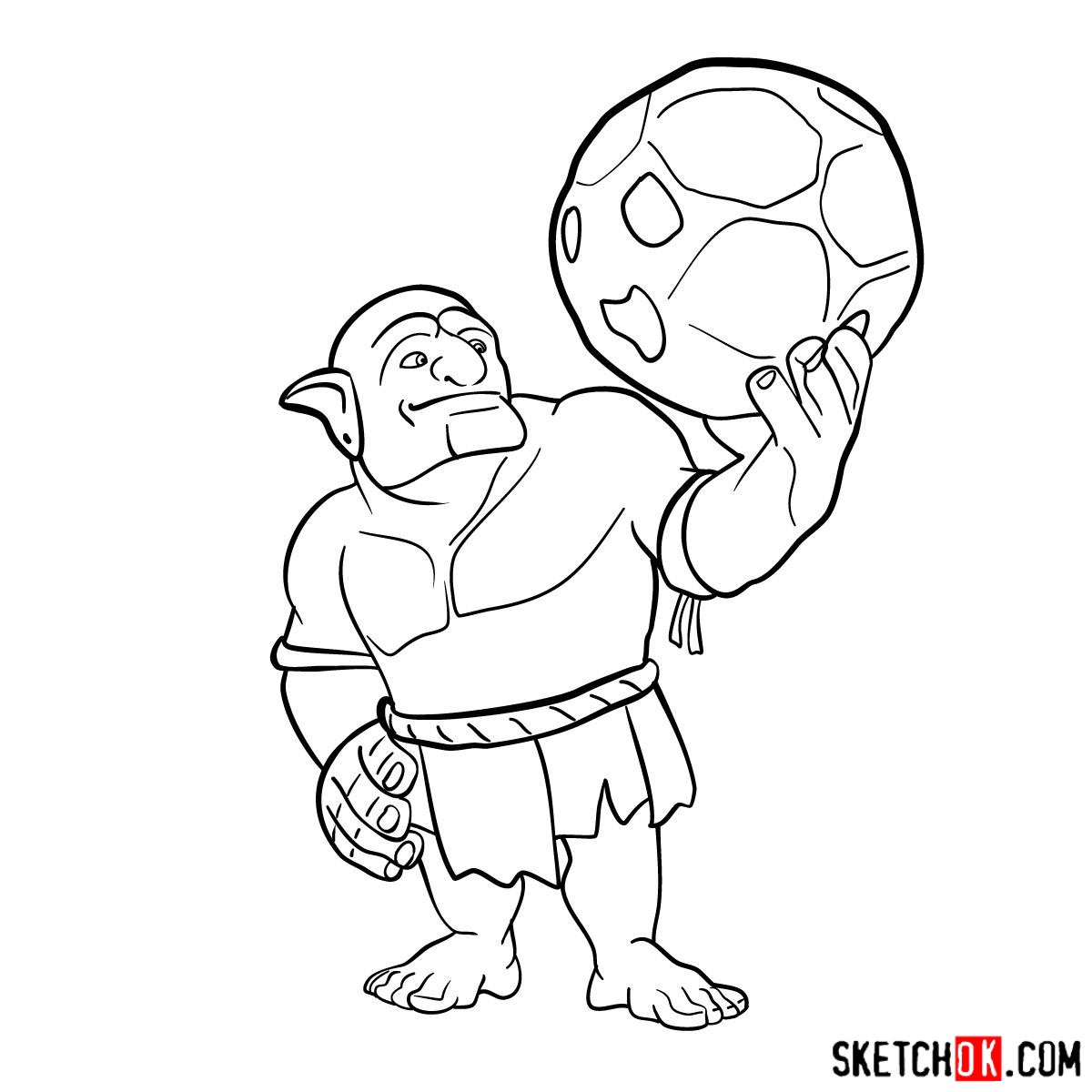 How to draw Bowler from Clash of Clans - step 10.