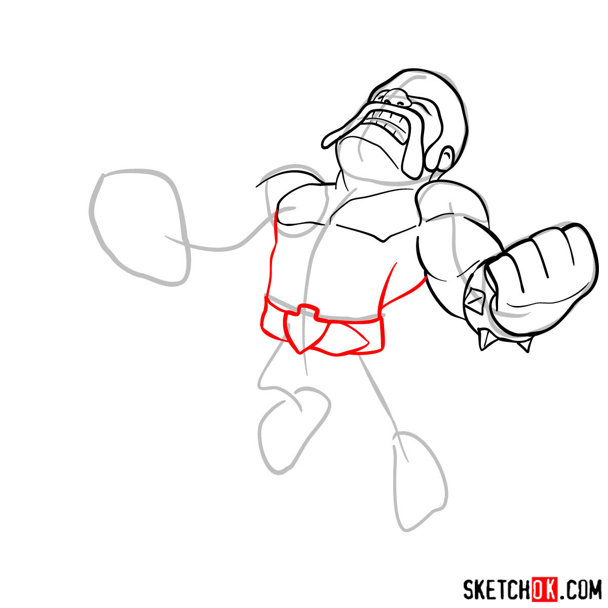 How to draw Raged Barbarian from CoC - step 07