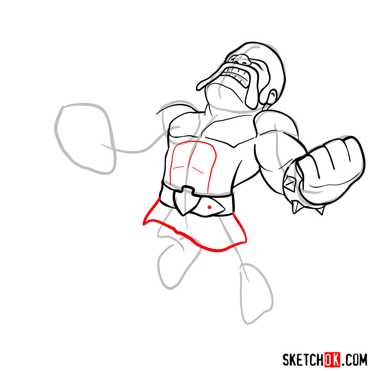 How to draw Raged Barbarian from CoC - step 08