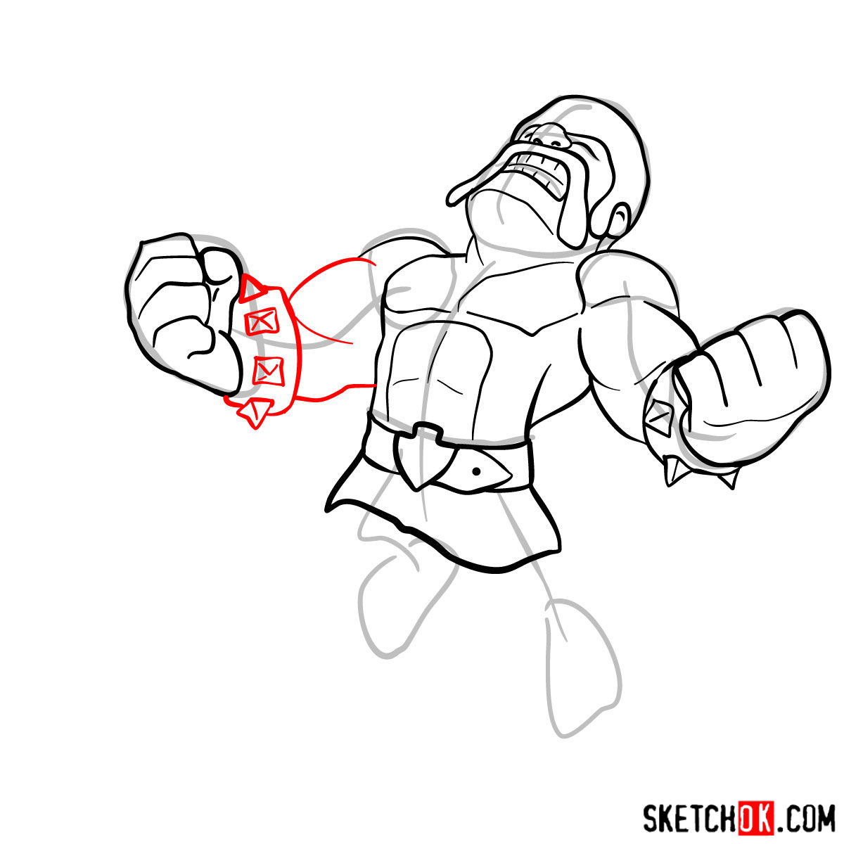 How to draw Raged Barbarian from CoC - step 10