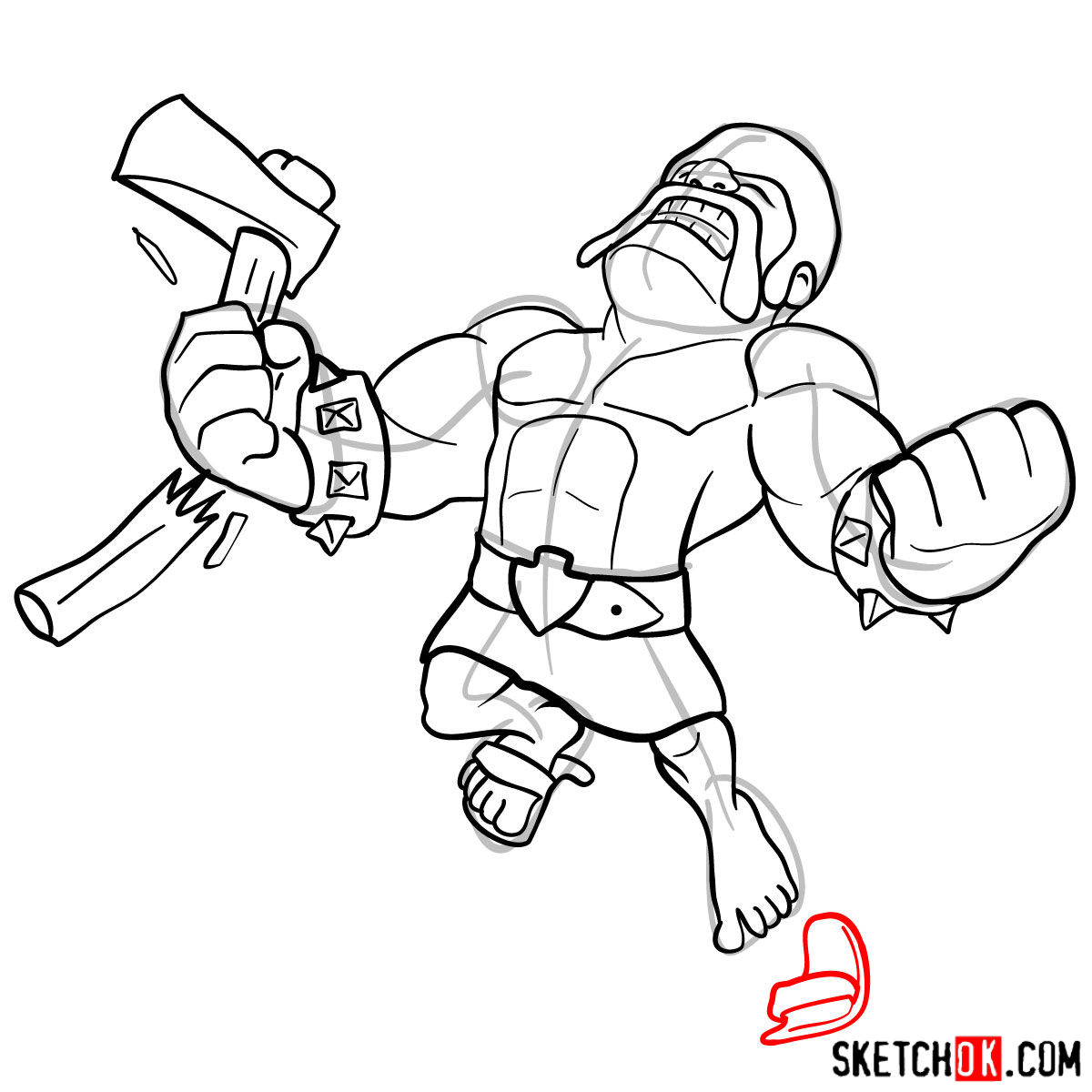 How to draw Raged Barbarian from CoC - step 13
