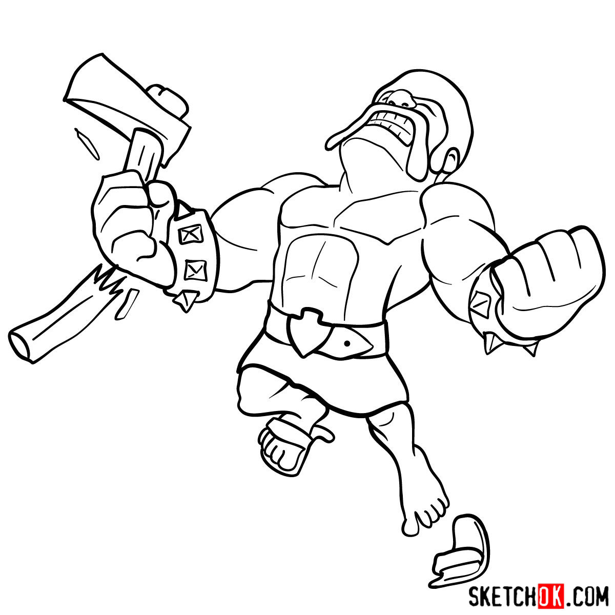 How to draw Raged Barbarian from CoC - step 14