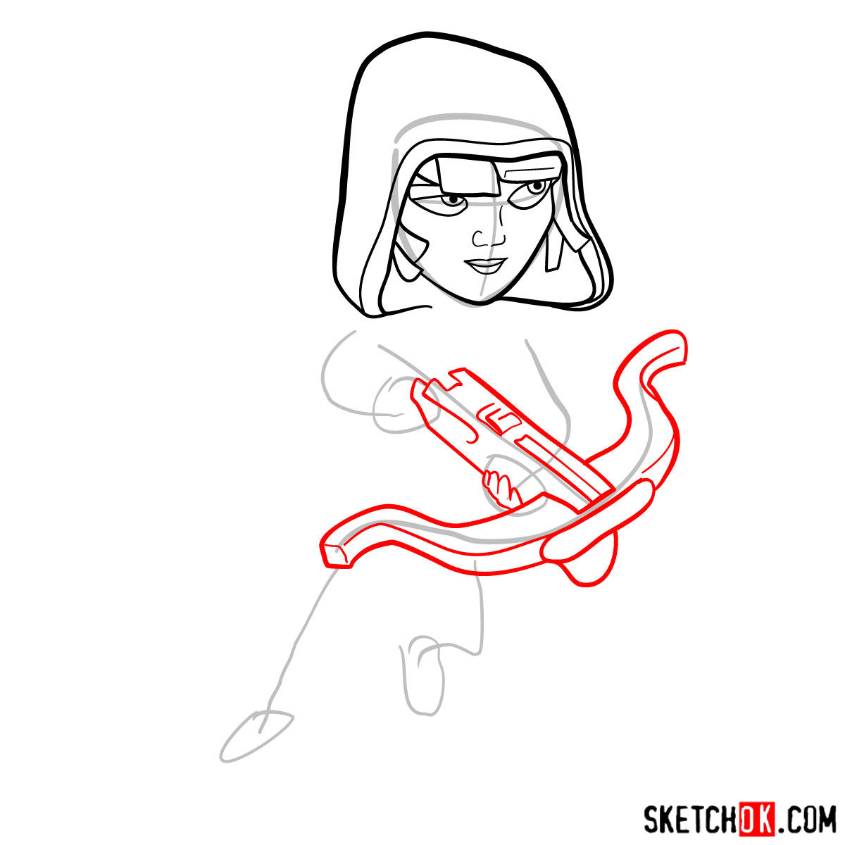 How to draw Sneaky Archer from Clash of Clans - step 04