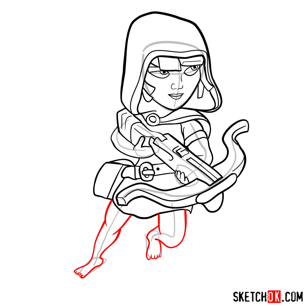 How to draw Sneaky Archer from Clash of Clans - step 08