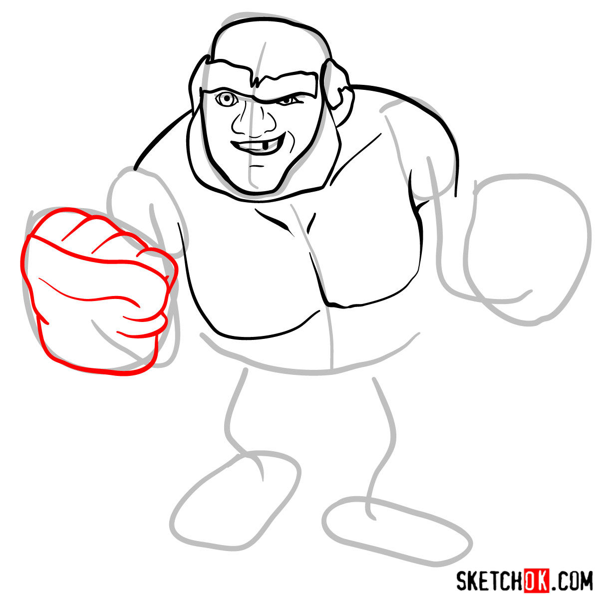 How to draw Boxer Giant from Clash of Clans - step 05