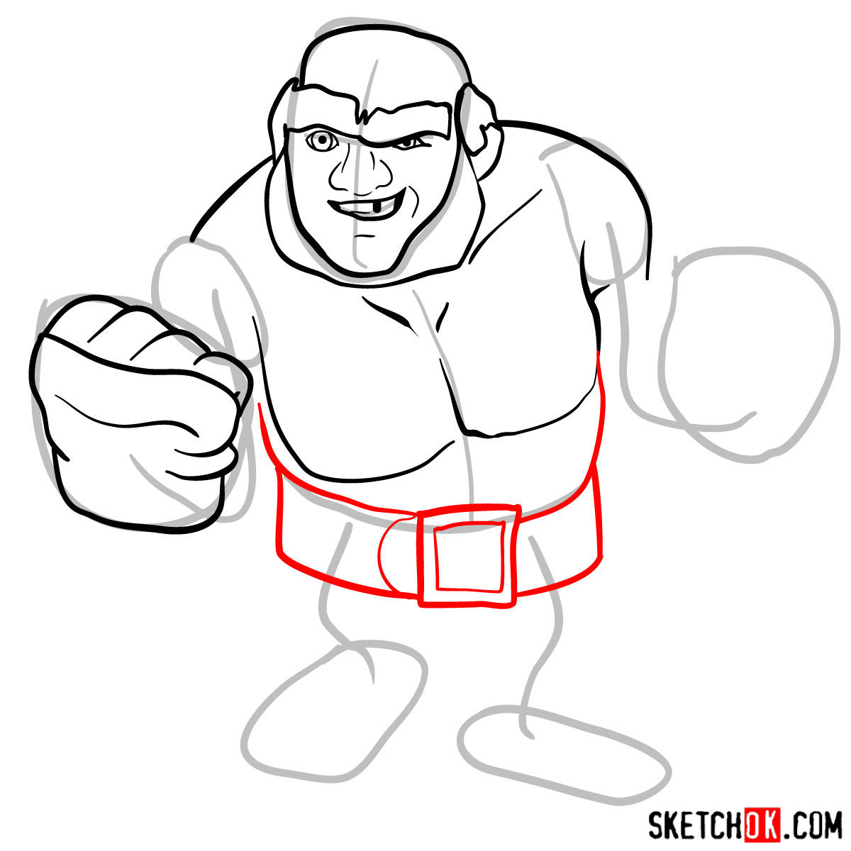 How to draw Boxer Giant from Clash of Clans - step 06