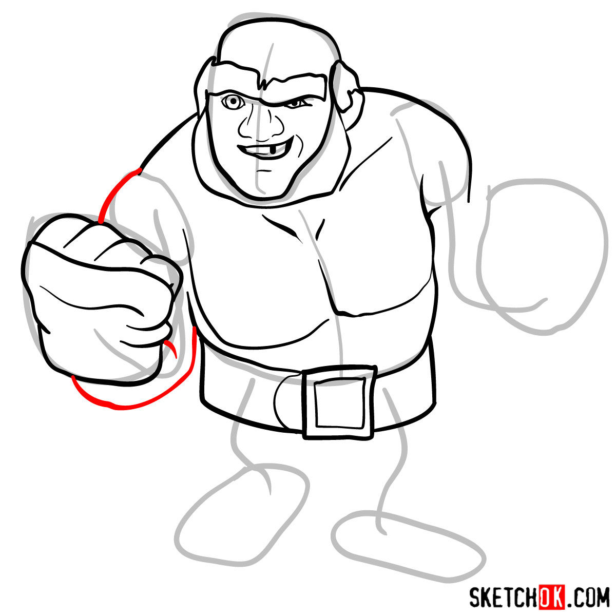 How to draw Boxer Giant from Clash of Clans - step 07