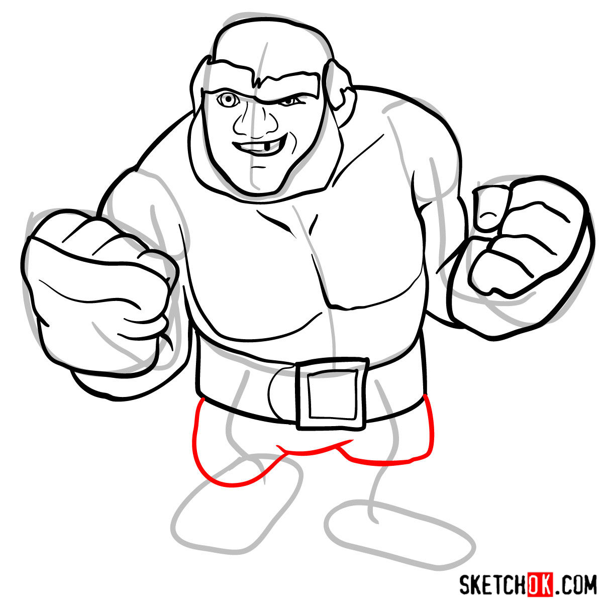 How to draw Boxer Giant from Clash of Clans - step 09