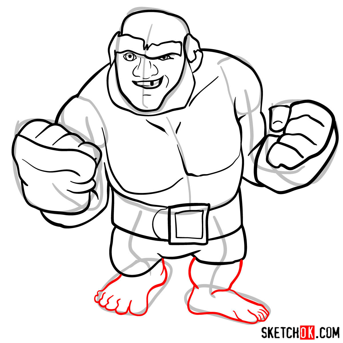 How to draw Boxer Giant from Clash of Clans - step 10