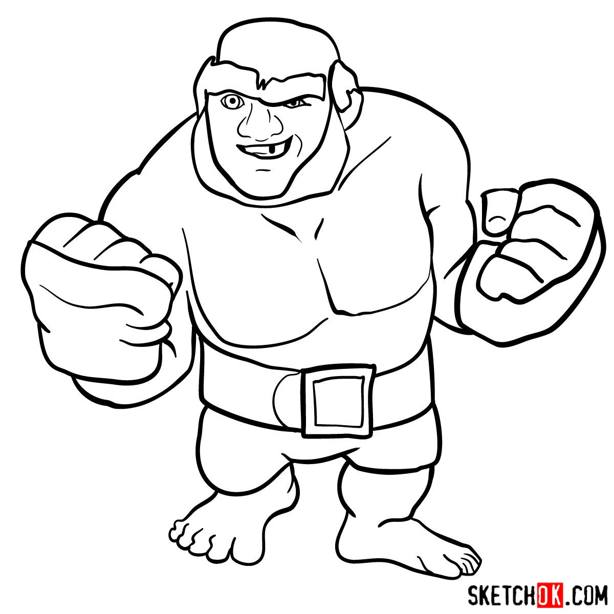How to draw Boxer Giant from Clash of Clans - step 11