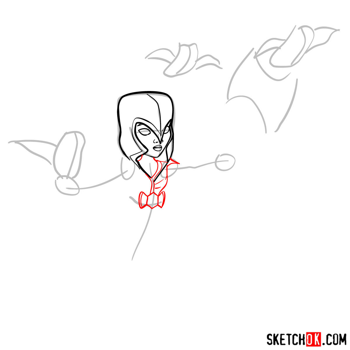 How to draw Night Witch (Bat) from Clash of Clans - step 04