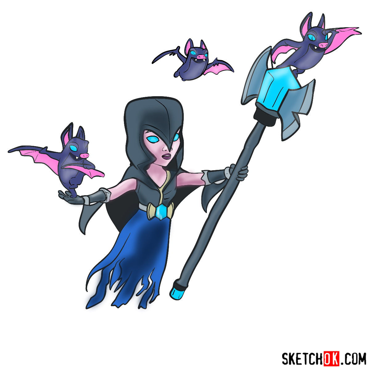 How to draw Night Witch (Bat) from Clash of Clans