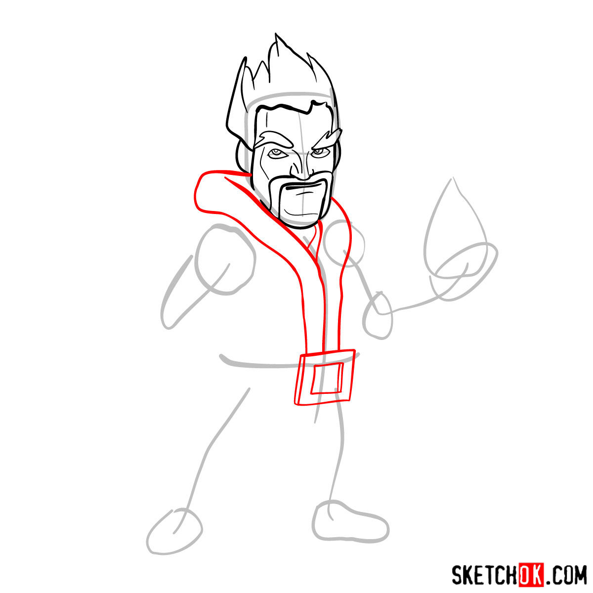 How to draw Ice Wizard from Clash of Clans - step 05
