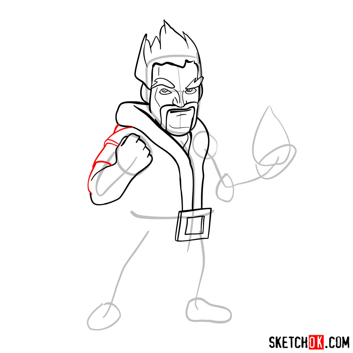 How to draw Ice Wizard from Clash of Clans - step 07