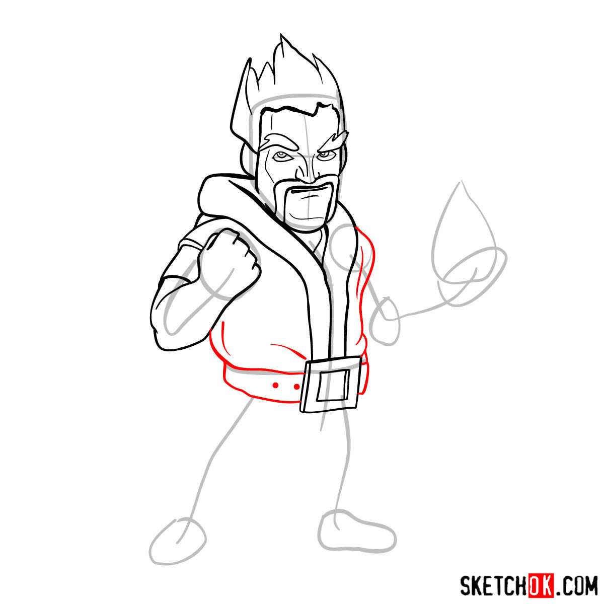 How to draw Ice Wizard from Clash of Clans - step 08