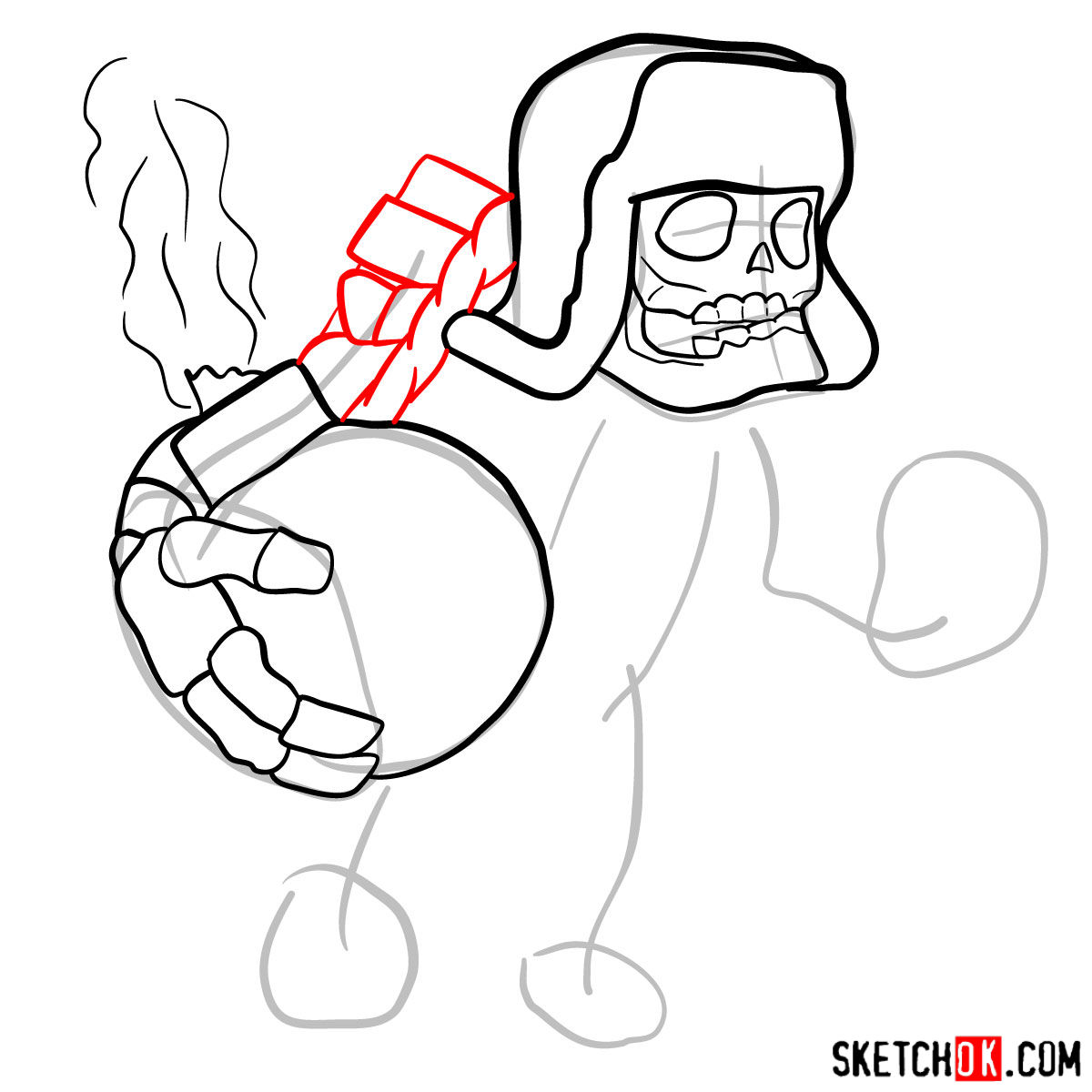 How to draw Giant Skeleton from Clash of Clans - step 06