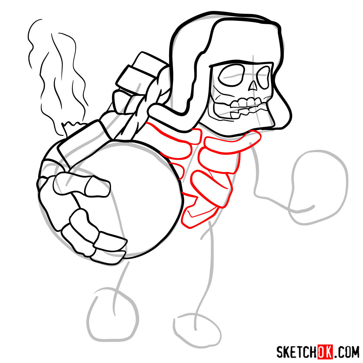 How to draw Giant Skeleton from Clash of Clans - step 07
