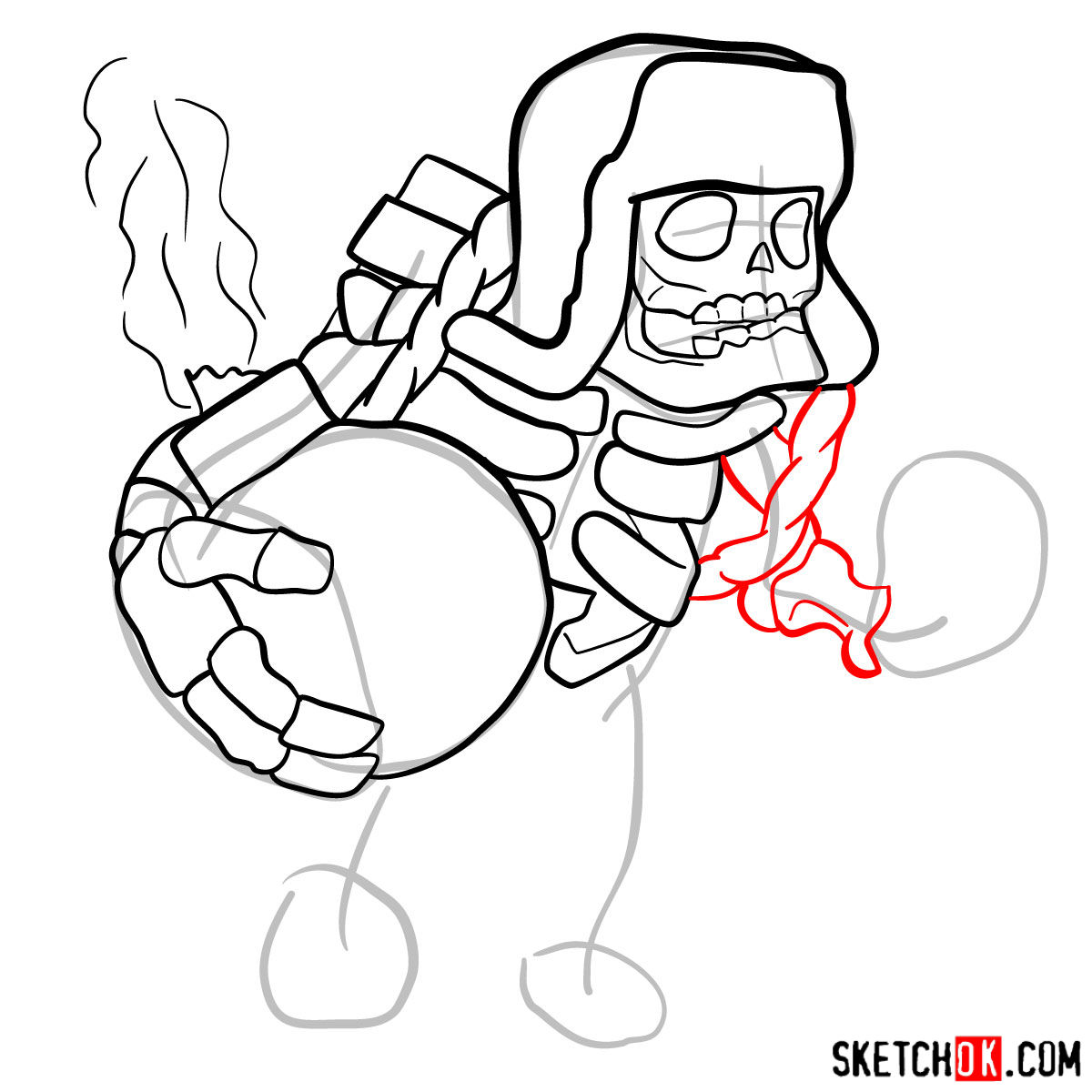 How to draw Giant Skeleton from Clash of Clans - step 08