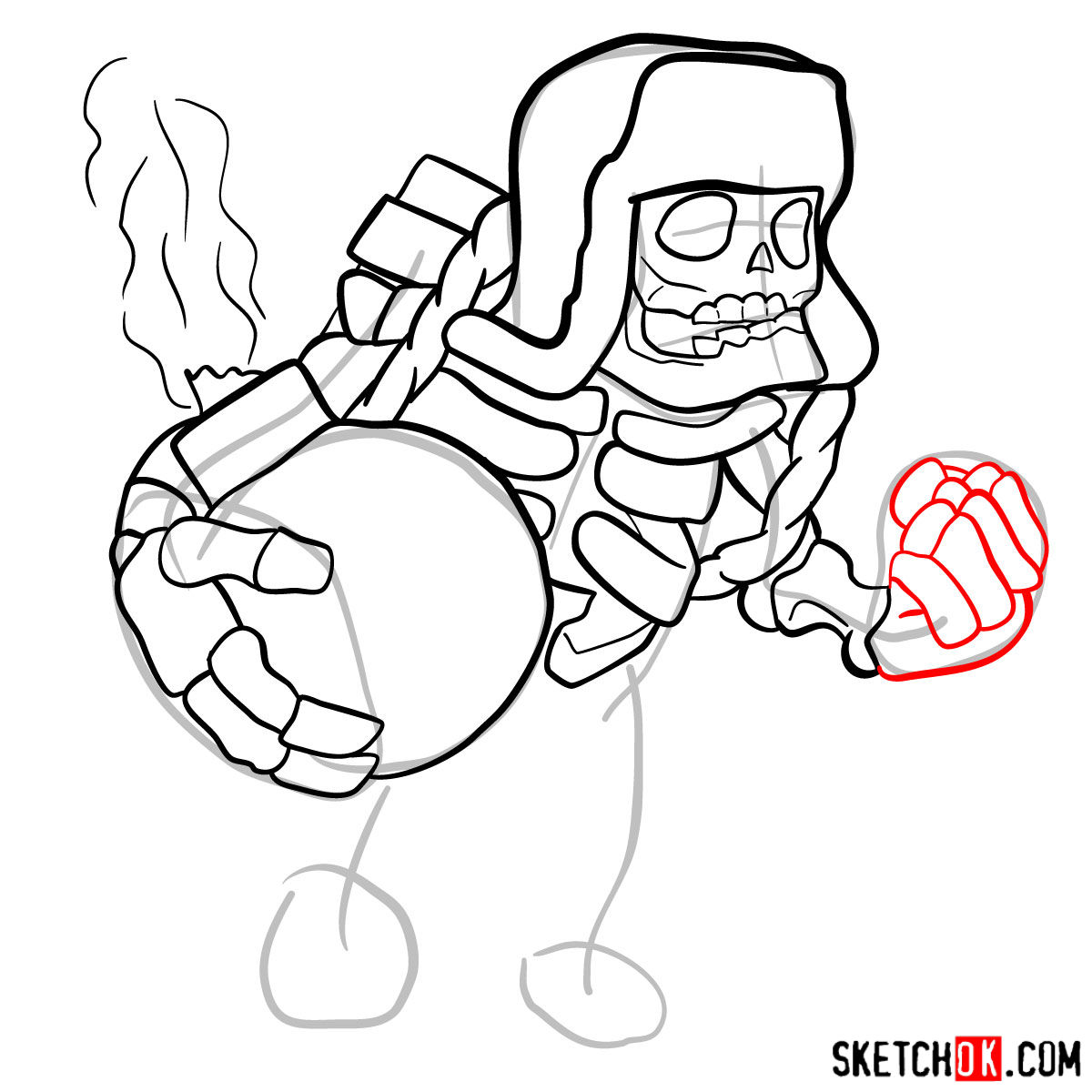 How to draw Giant Skeleton from Clash of Clans - step 09