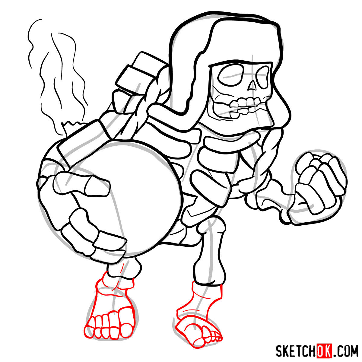 How to draw Giant Skeleton from Clash of Clans - step 11