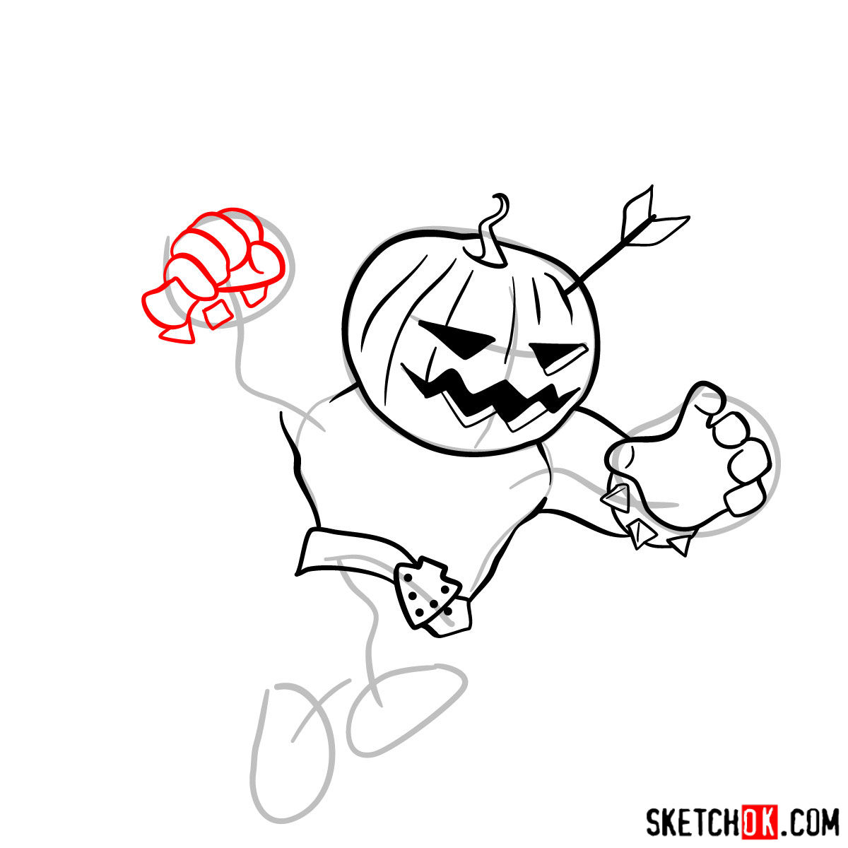 How to draw Pumpkin Barbarian - step 07