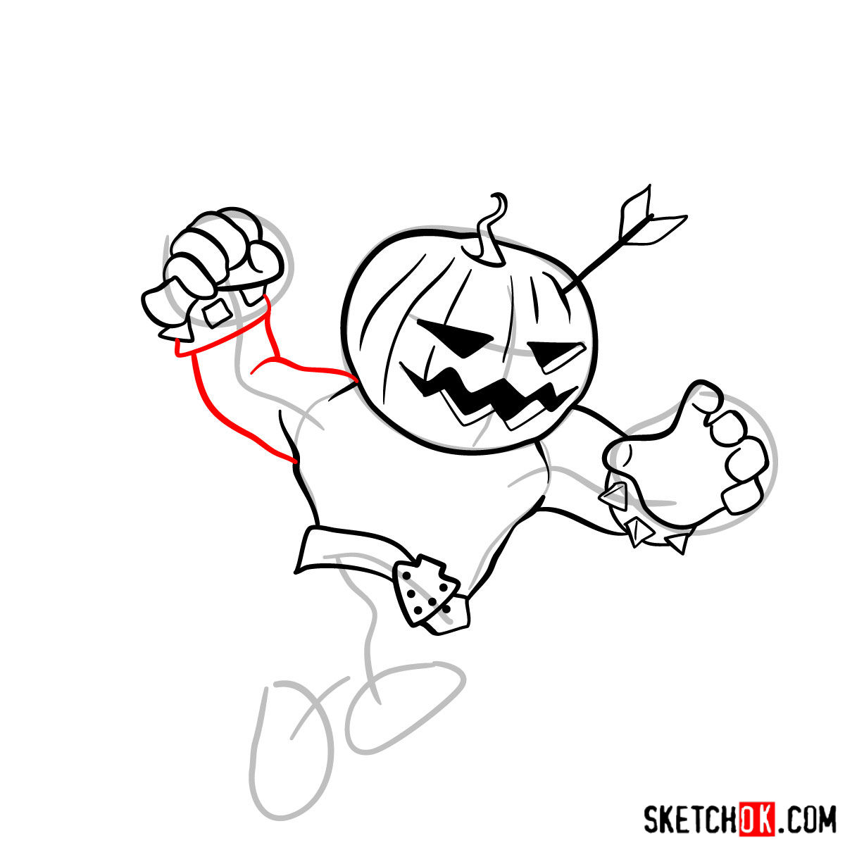 How to draw Pumpkin Barbarian - step 08