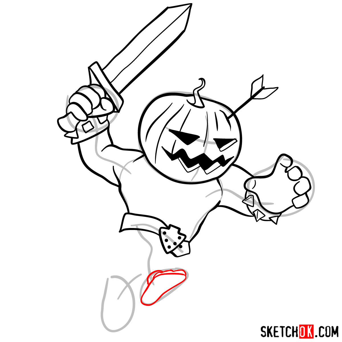 How to draw Pumpkin Barbarian - step 10