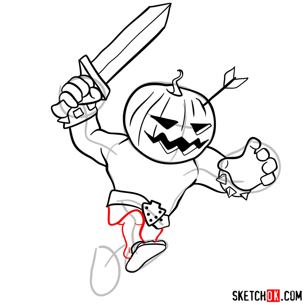 How to draw Pumpkin Barbarian - step 11