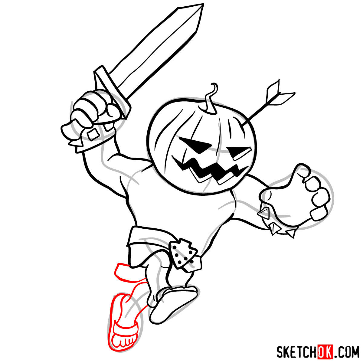 How to draw Pumpkin Barbarian - step 12