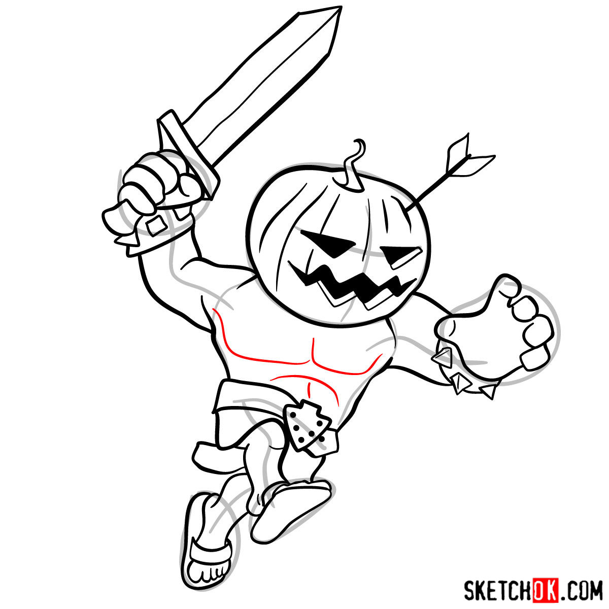 How to draw Pumpkin Barbarian - step 13