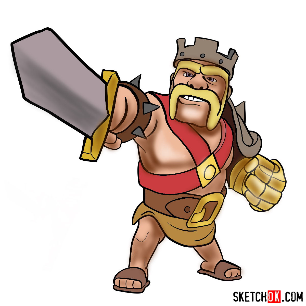 How To Draw Barbarian King From Coc Conquer This Mighty Hero 6533