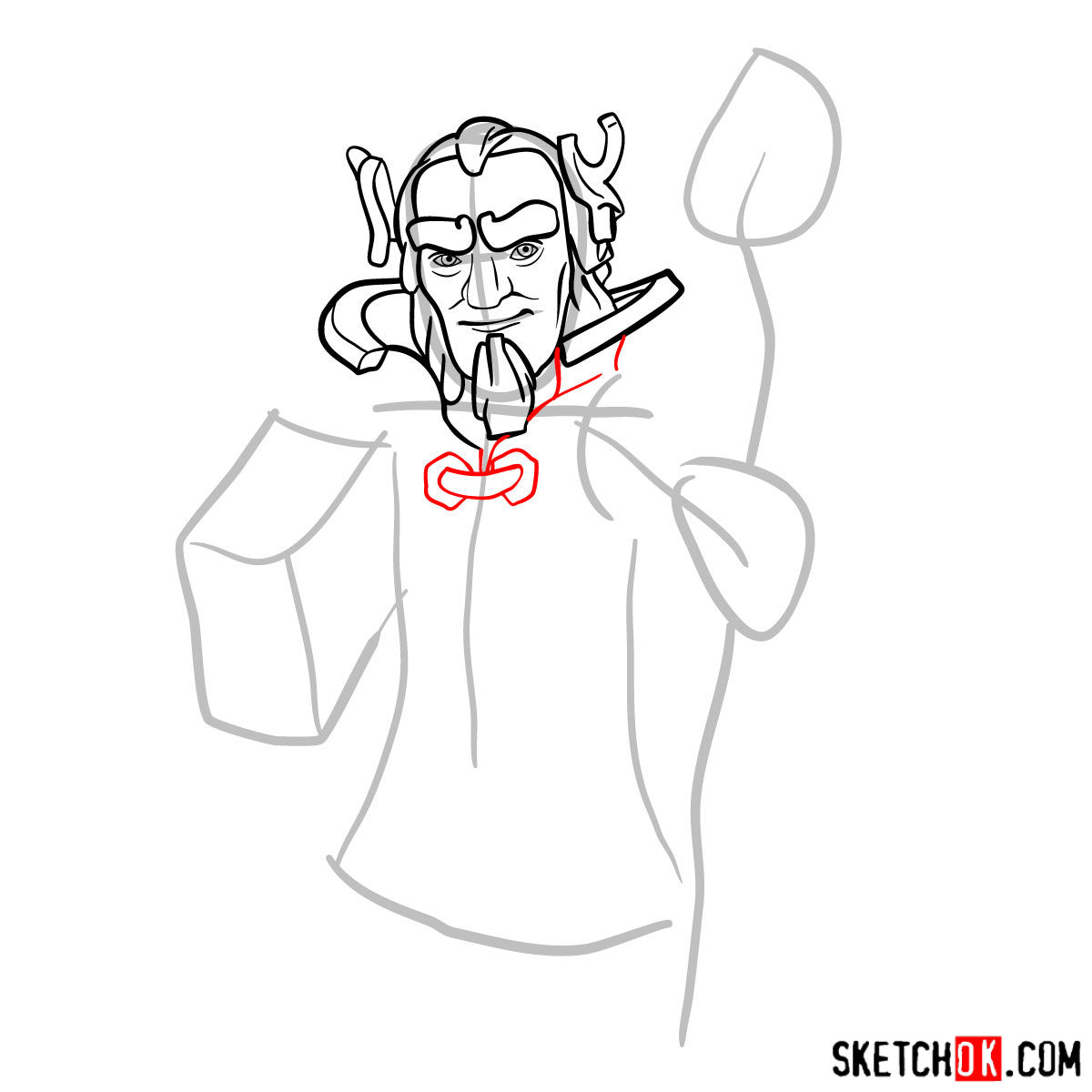 How to draw Grand Warden from Clash of Clans - step 05
