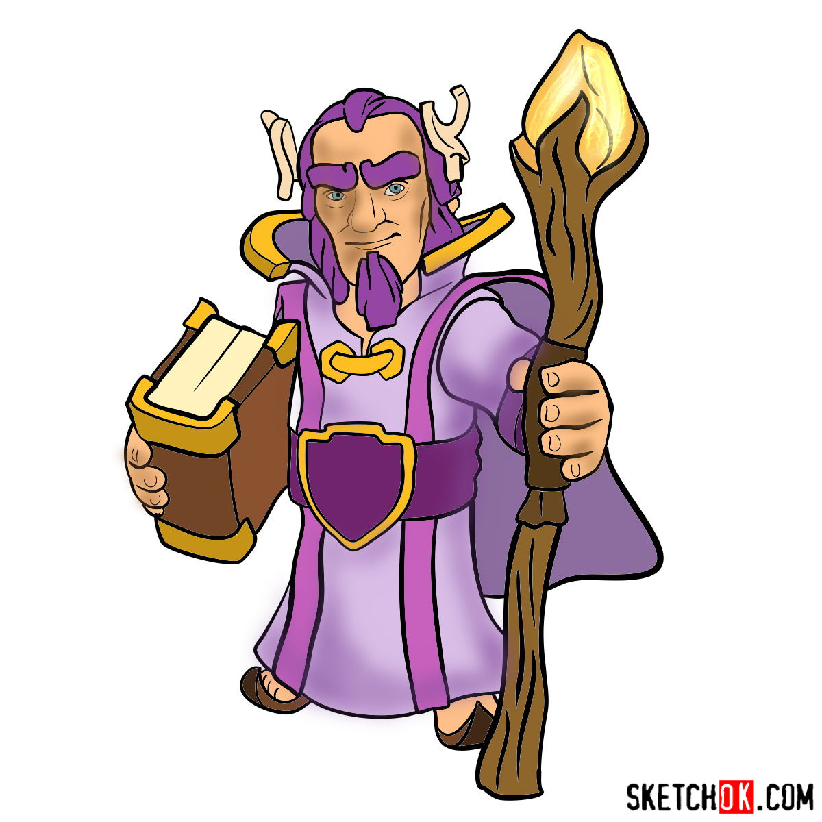 How to draw Grand Warden from Clash of Clans