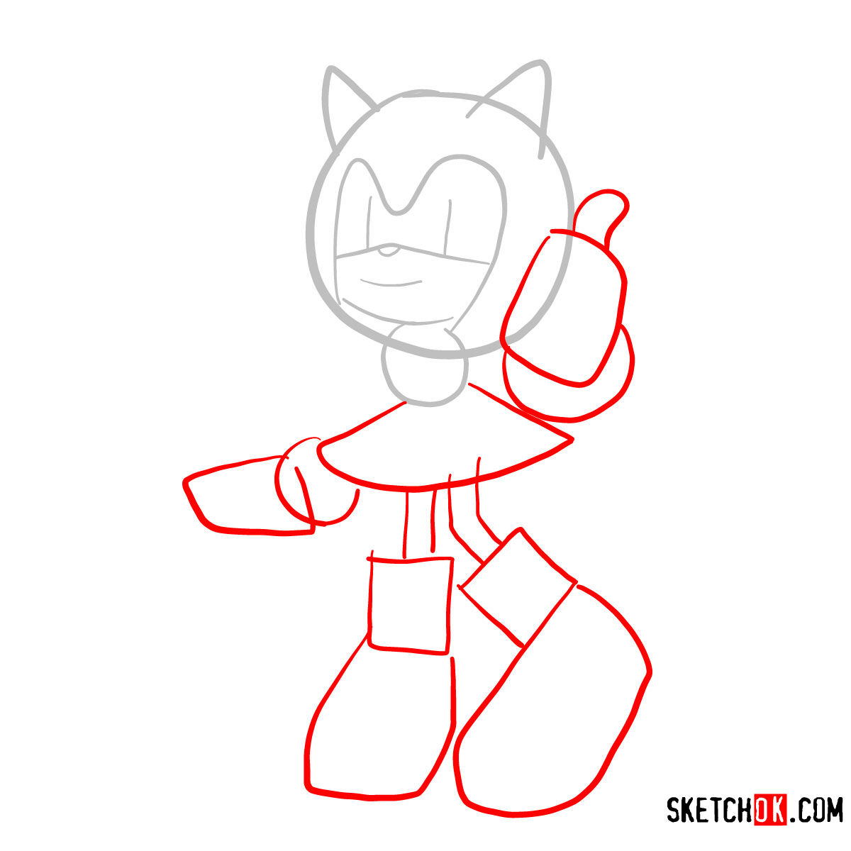 How to draw Amy Rose | Sonic the Hedgehog - step 02