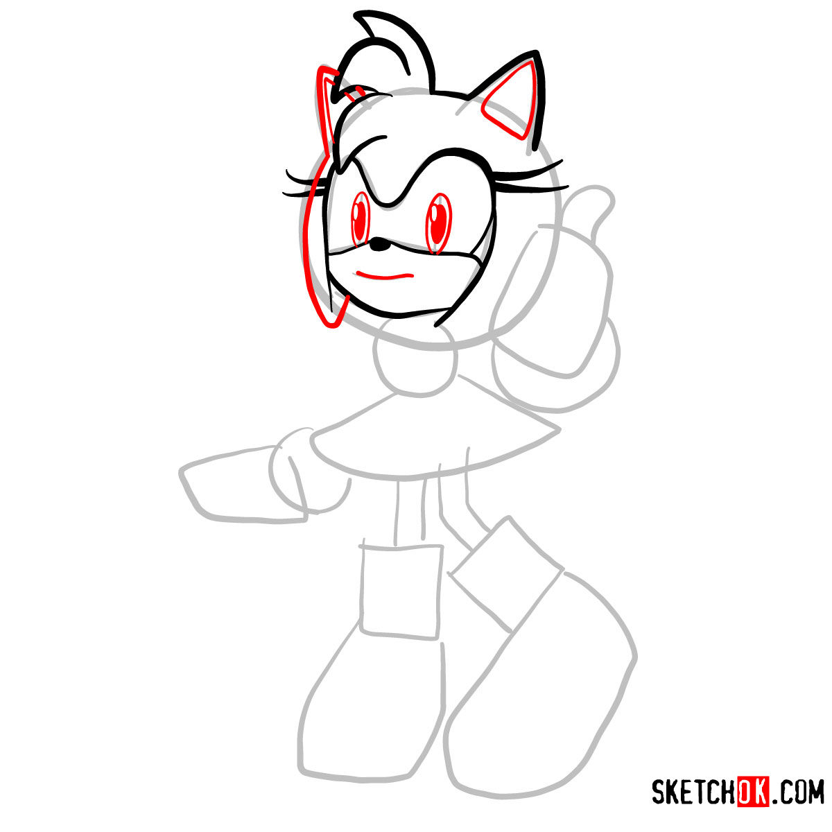 How to draw Amy Rose | Sonic the Hedgehog - step 05