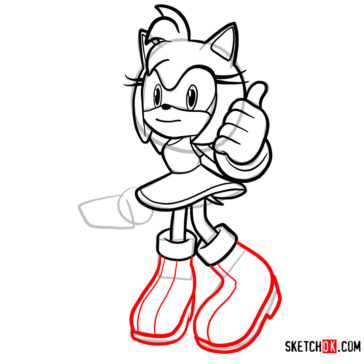 How to draw Amy Rose | Sonic the Hedgehog - step 10