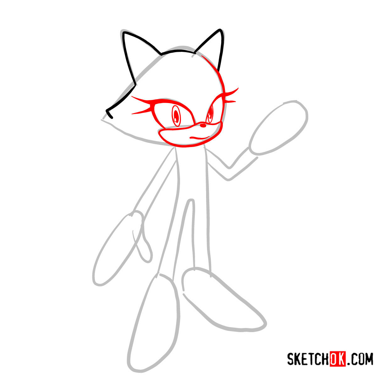 How to draw Blaze the Cat | Sonic the Hedgehog - step 03