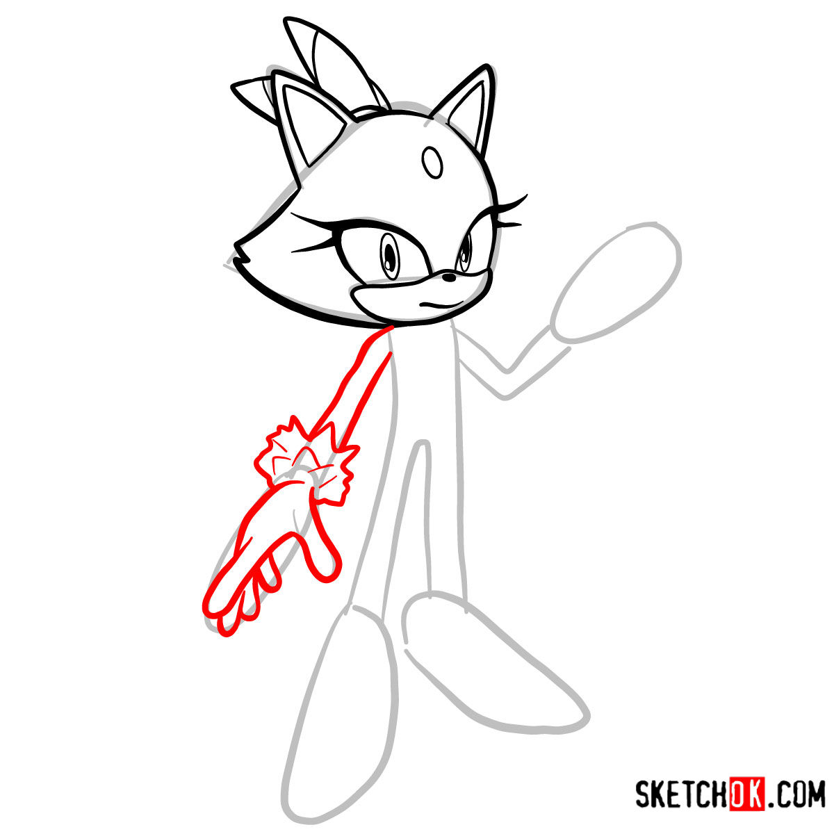 How to draw Blaze the Cat | Sonic the Hedgehog - step 05