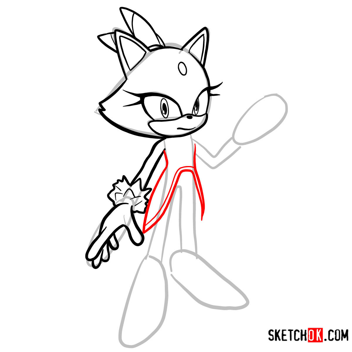How to draw Blaze the Cat | Sonic the Hedgehog - step 06