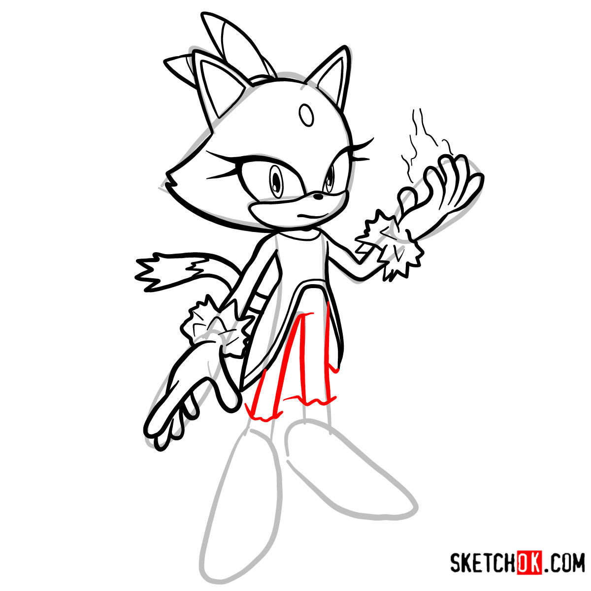 How to draw Blaze the Cat | Sonic the Hedgehog - step 09