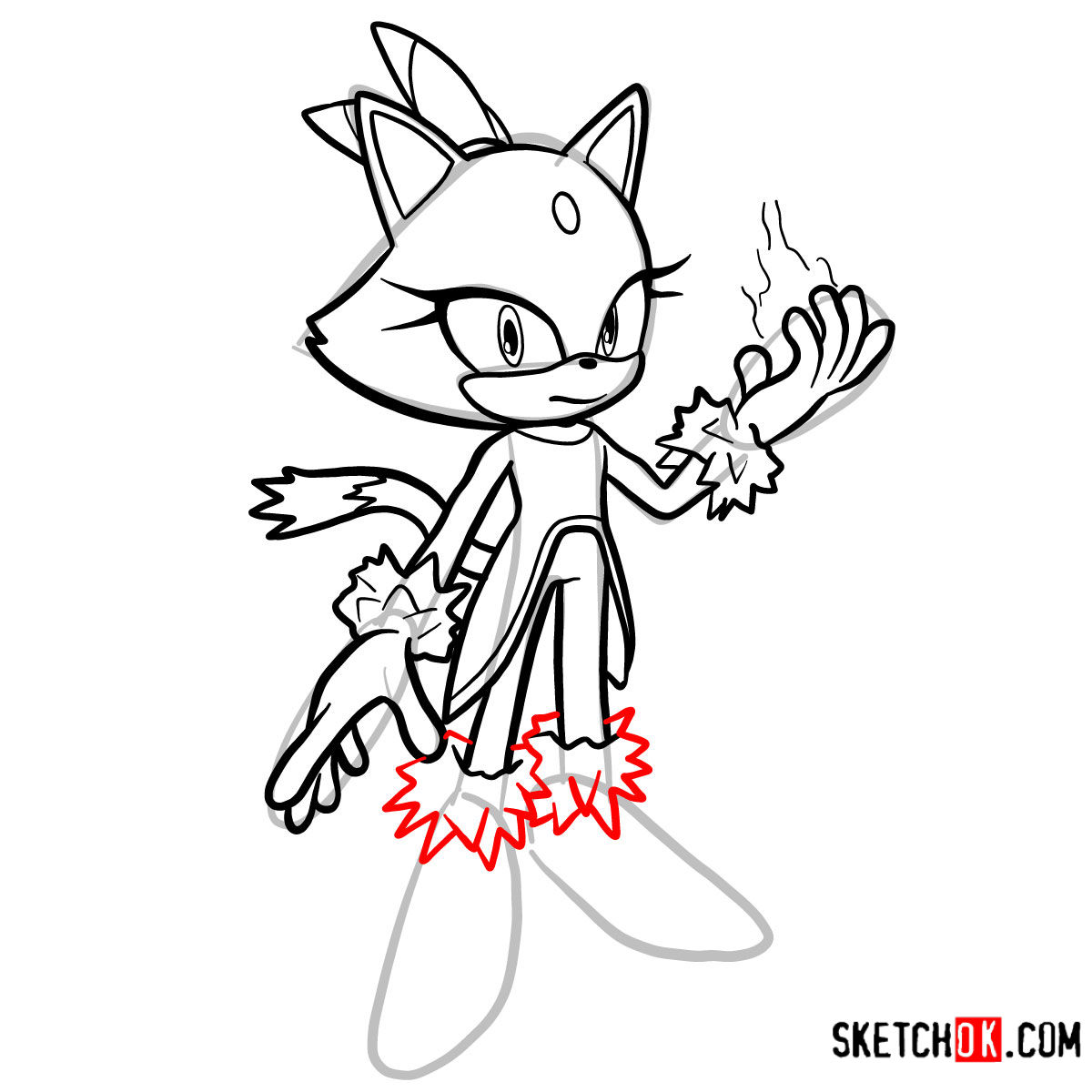How to draw Blaze the Cat | Sonic the Hedgehog - step 10